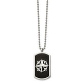 Chisel Stainless Steel Brushed and Polished Black IP-plated Compass Dog Tag on a 24 inch Ball Chain Necklace